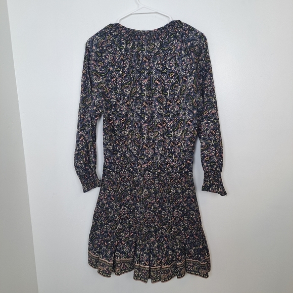 Veronica Beard Blue Multicolor Smocked Ruffle Paisley Karlina Mini Dress Size 8 - Picture 4 of 7